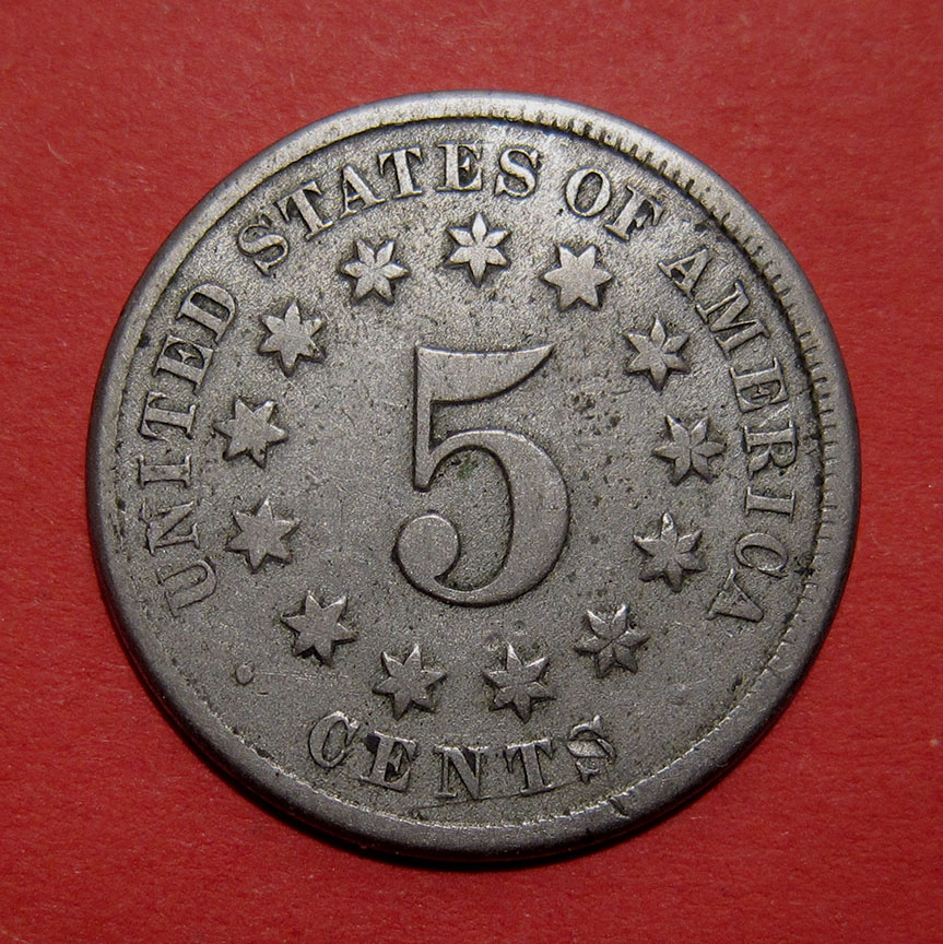 No-Date-Shield-Nickel-Mint-Error---Split-Planchet-After-Strike-2.48g