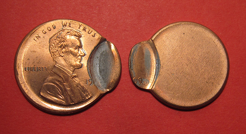 1999-Lincoln-Memorial-Cents-Mint-Error---Broadstruck/Indent-+-Off-Center-Uniface-Mated-Pair