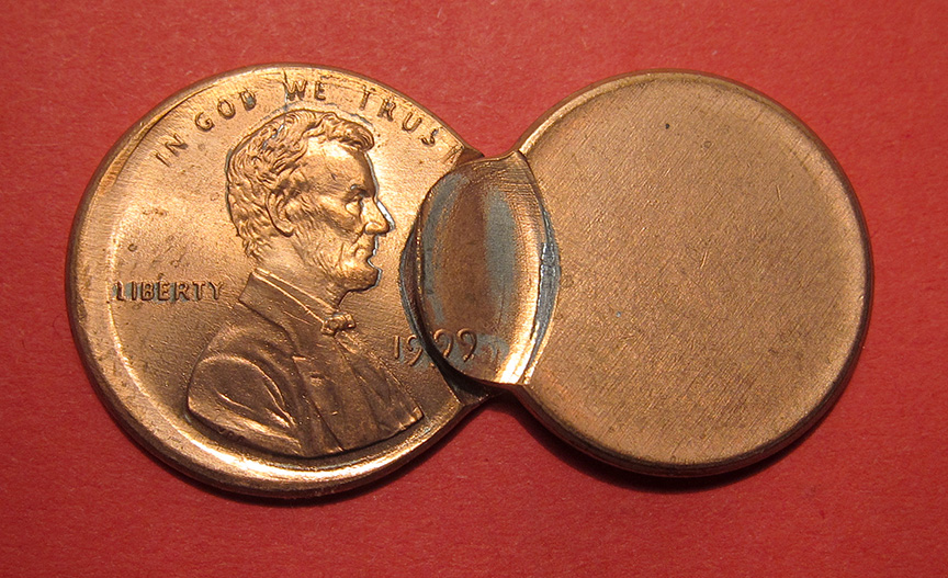 1999-Lincoln-Memorial-Cents-Mint-Error---Broadstruck/Indent-+-Off-Center-Uniface-Mated-Pair