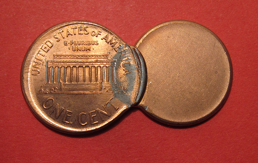 1999-Lincoln-Memorial-Cents-Mint-Error---Broadstruck/Indent-+-Off-Center-Uniface-Mated-Pair