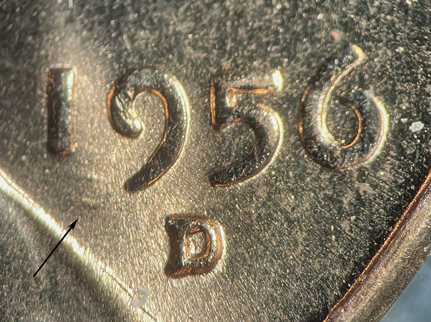 1956-D-&-S-Lincoln-Wheat-Cent---WDMM-001-Displaced-Mint-Mark