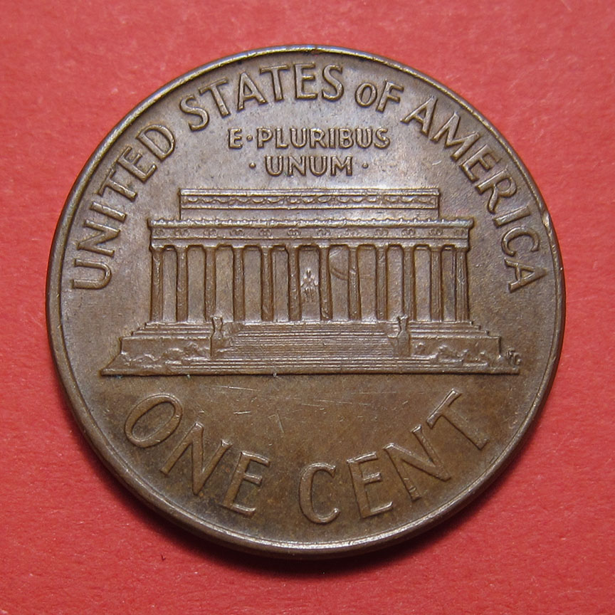 1966-Lincoln-Memorial-Cent-Mint-Error---Struck-Through-Late-Stage-Die-Cap