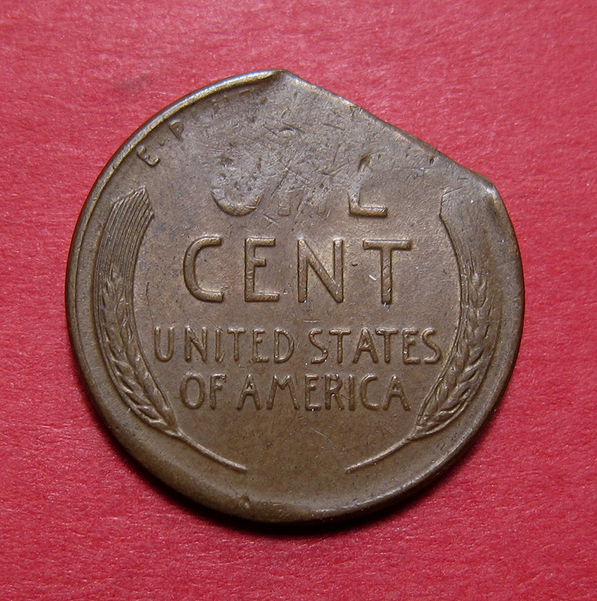 195x-Lincoln-Wheat-Cent-Mint-Error---Tapered-Planchet-To-Straight-Clip-2.47g