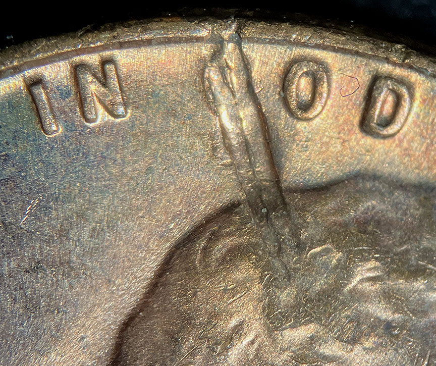 1966-Lincoln-Memorial-Cent-Mint-Error---Struck-Through-And-S/T-Retained