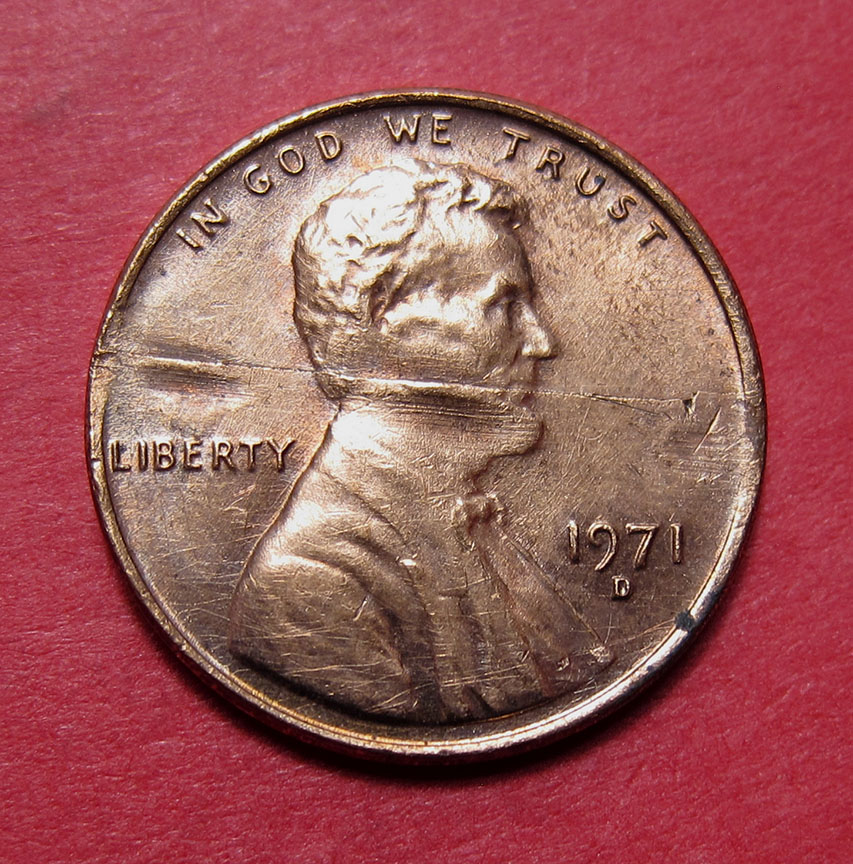1971-D-Lincoln-Memorial-Cent-Mint-Error---Defective-Planchet