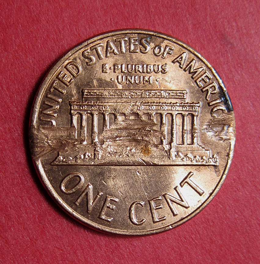 1971-D-Lincoln-Memorial-Cent-Mint-Error---Defective-Planchet