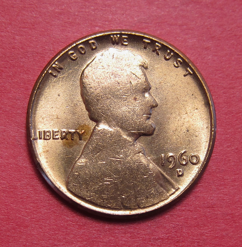 1960-D-Lincoln-Memorial-Cent-Mint-Error---Struck-Through-Grease