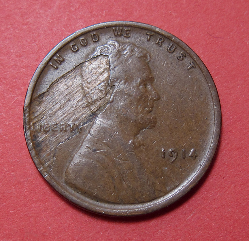 1914-Lincoln-Wheat-Cent-Mint-Error---Lamination-Loss