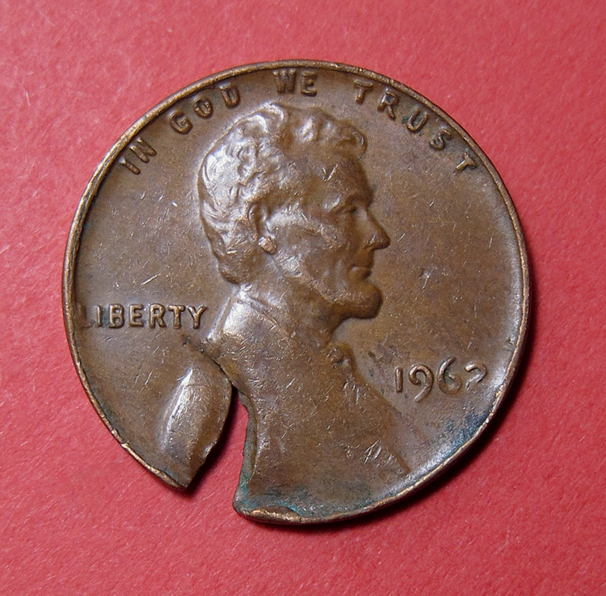 1962-Lincoln-Memorial-Cent-Mint-Error---Cracked-Planchet-Fissure-W/-Lamination