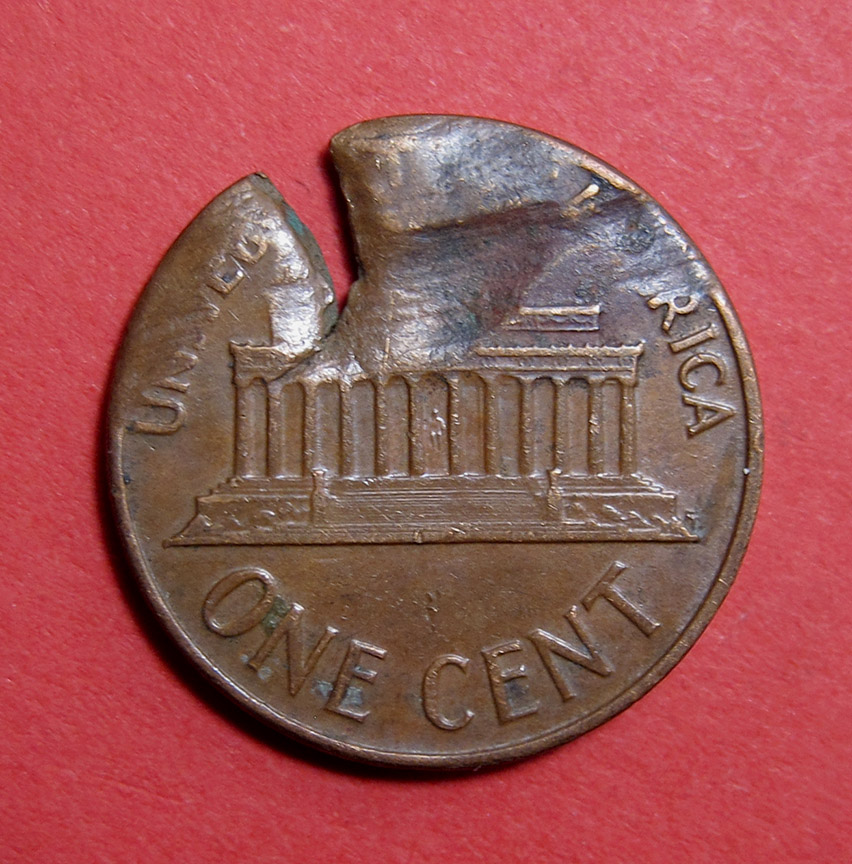 1962-Lincoln-Memorial-Cent-Mint-Error---Cracked-Planchet-Fissure-W/-Lamination