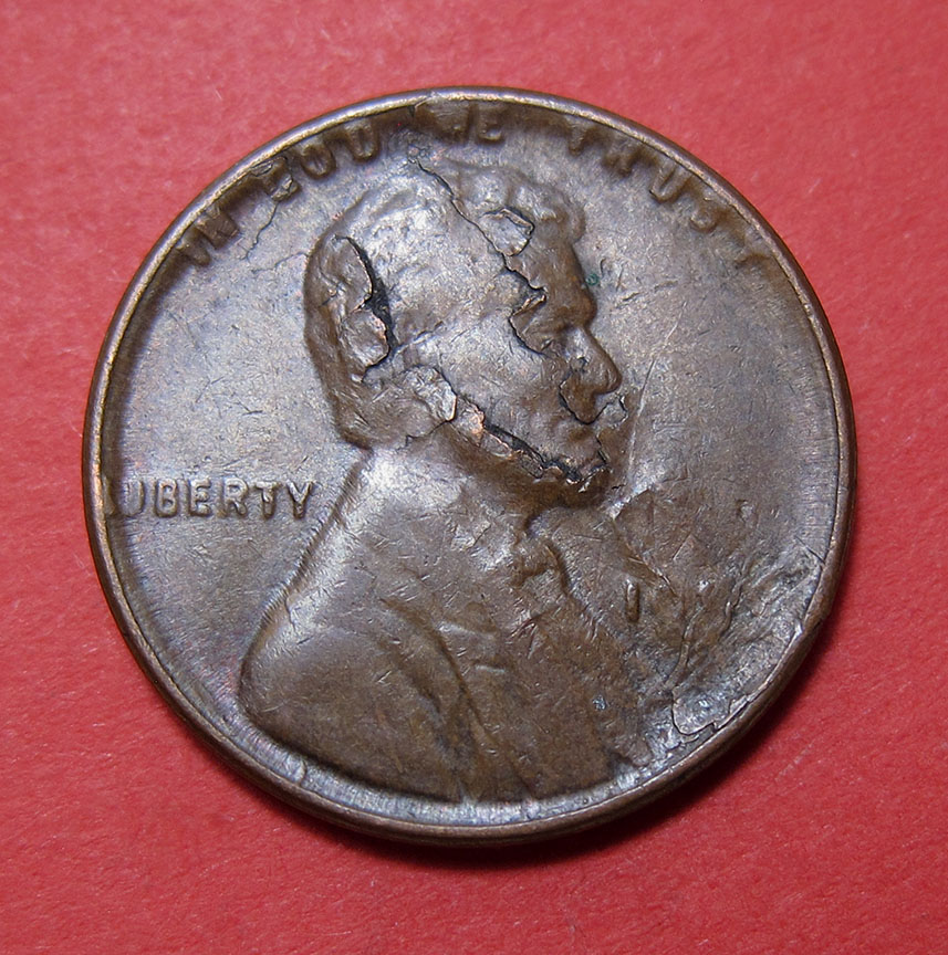 No-Date-Lincoln-Wheat-Cent-Mint-Error---Lamination-Issues