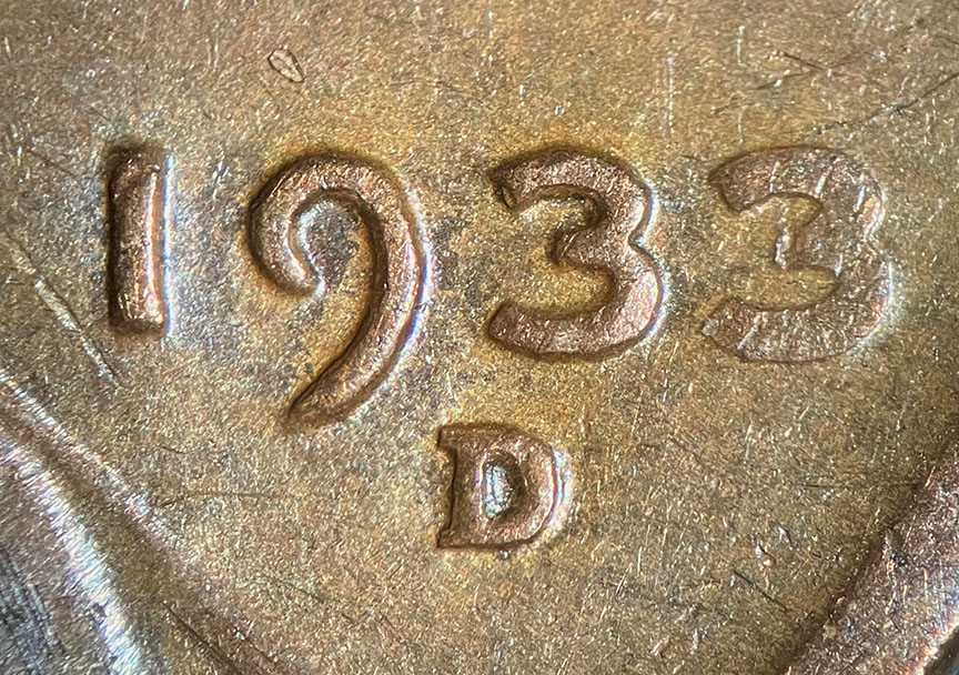 1933-D/D-Lincoln-Wheat-Cent-Mint-Error---RPM-002-On-A-Tapered-Planchet-2.74g
