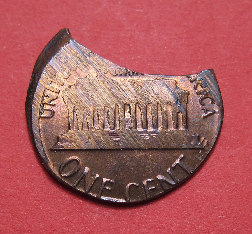 1981-Lincoln-Memorial-Cent-Mint-Error---Off-Center-Strike-On-Clipped-Planchet