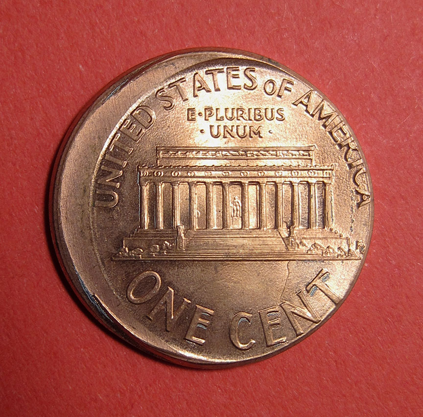 1999-Lincoln-Memorial-Cent-Mint-Error---Off-Center-W/Clashed-Dies