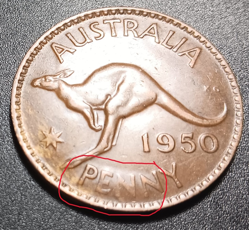 1950-Australian-Penny-With-A-Bulge-Under-Penn