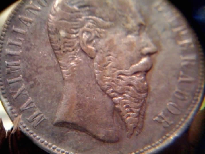 Low-Mintage-1866-50-Centavos-Maximilliano-Mexico