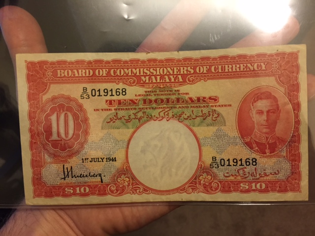 1941-Malaya-10-Dollars