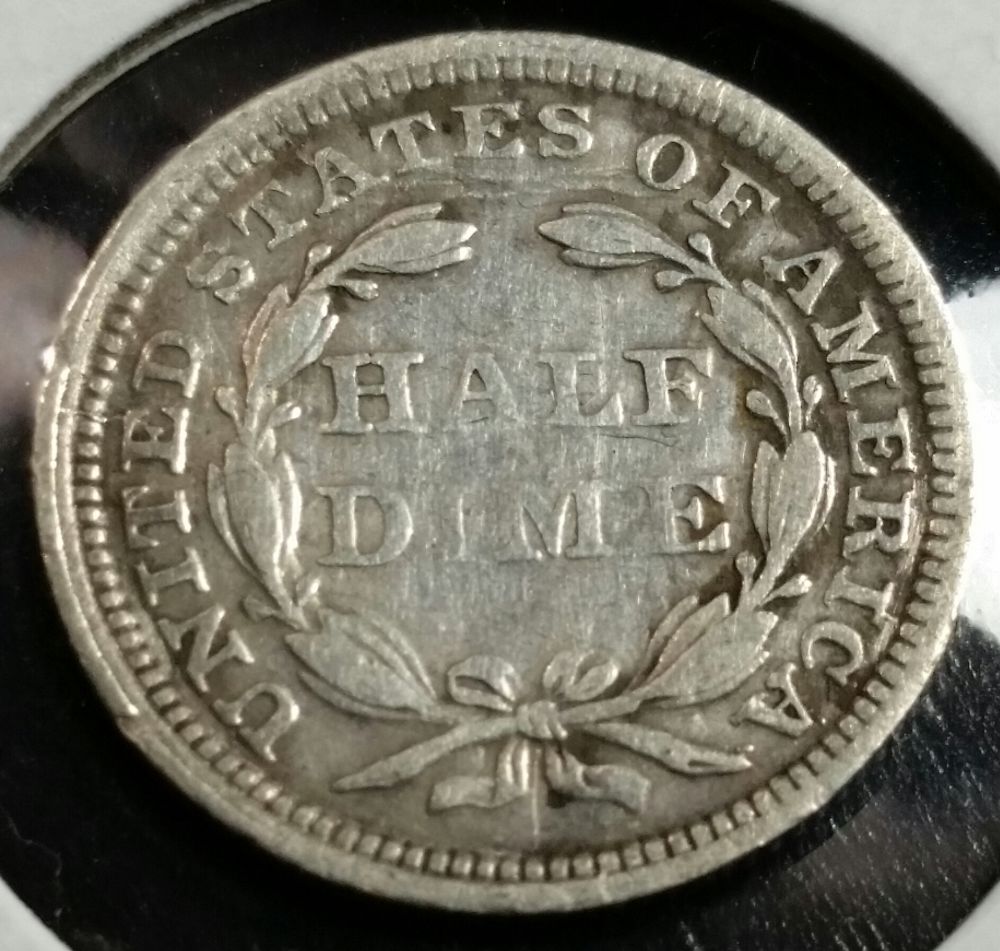 1858-Seated-Liberty-Halfdime---Massive-Die-Clash-&-Crack-S-S