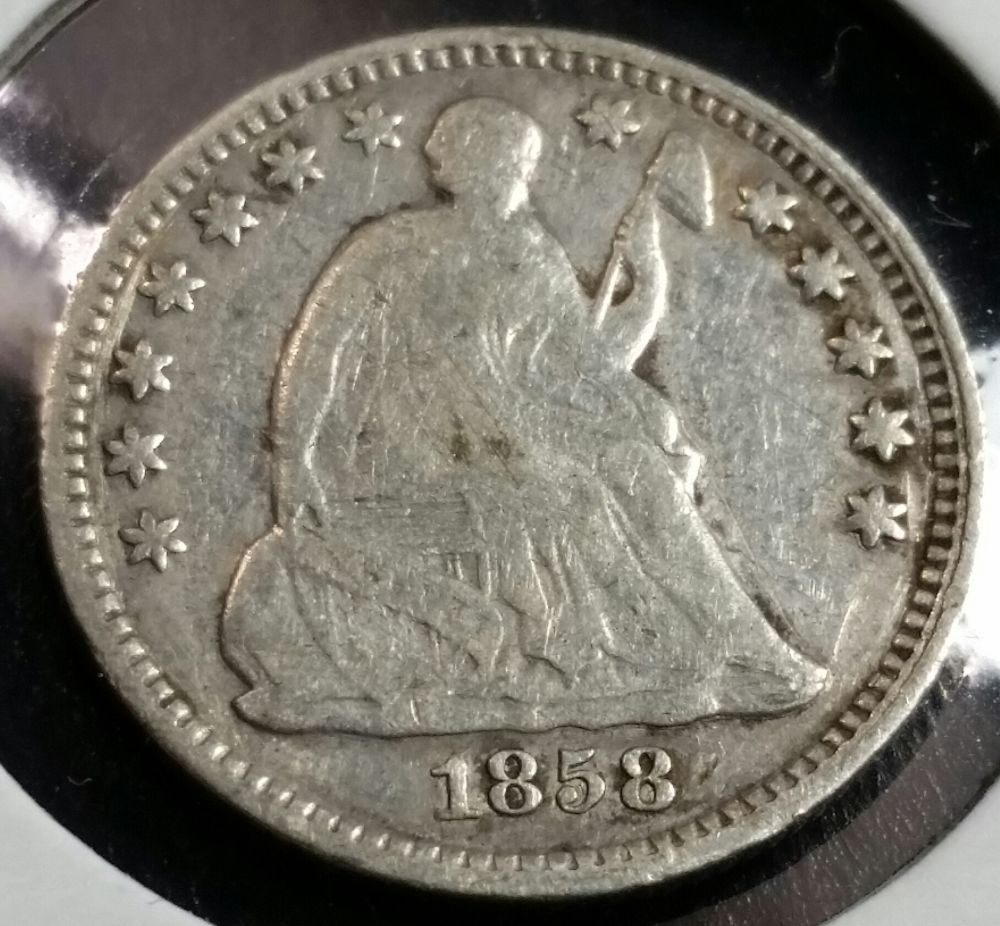 1858-Seated-Liberty-Halfdime---Massive-Die-Clash-&-Crack-S-S