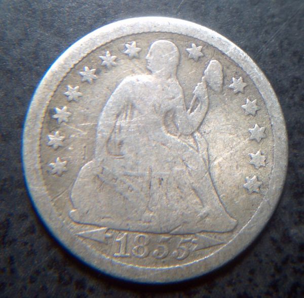 1855-Liberty-Seated-Dime-Grade-And-Value-Please