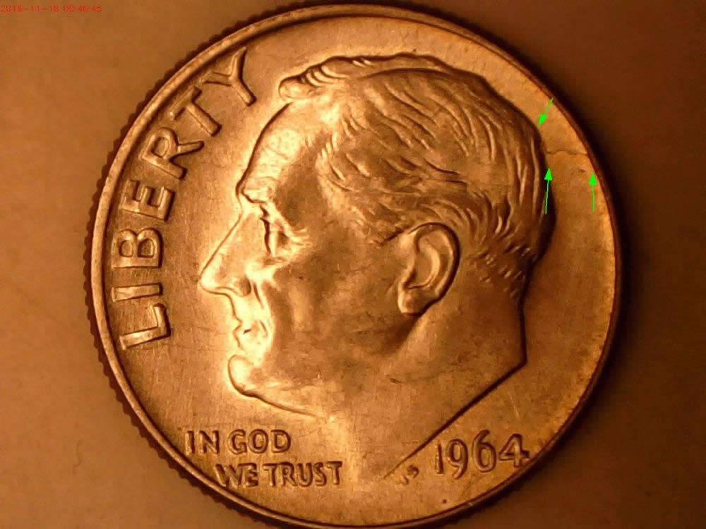 1964-D-Roosevelt-Dime-Spiked-Head-With-Reverse-Clash