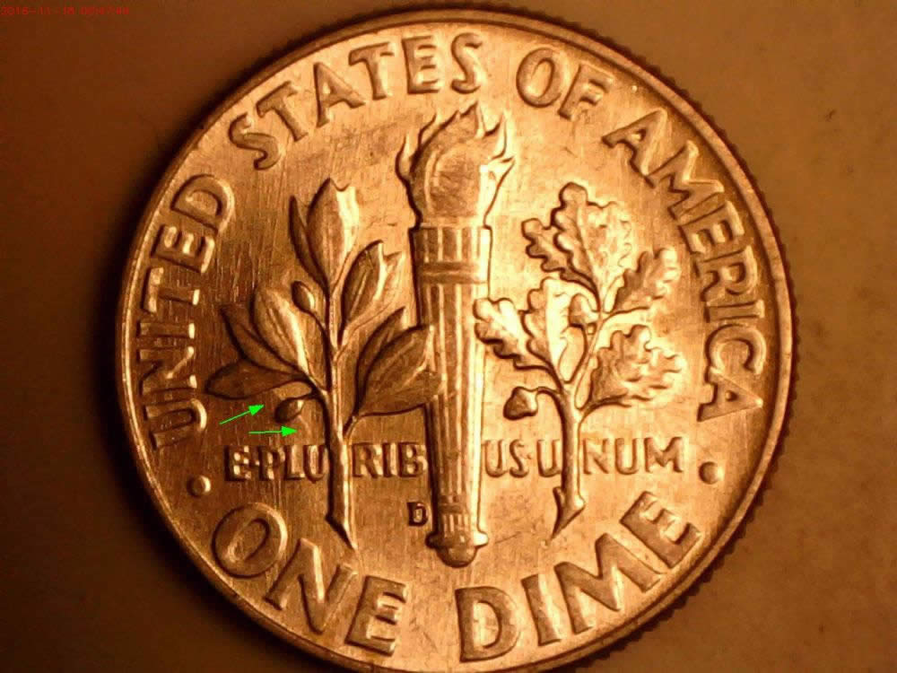 1964-D-Roosevelt-Dime-Spiked-Head-With-Reverse-Clash