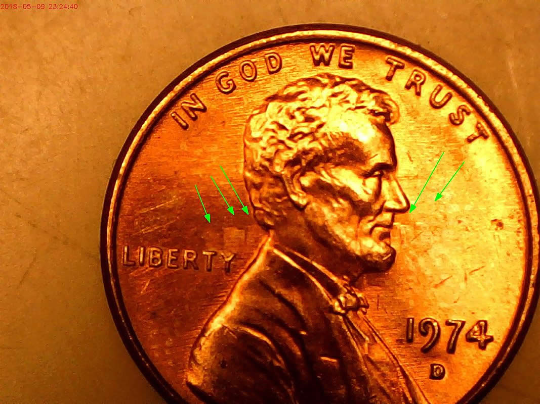 Found-Several-1974-D-Lincoln-Reverse-And-Obverse-Clashes-In-Same-Roll