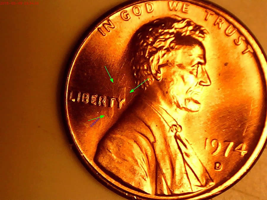 Found-Several-1974-D-Lincoln-Reverse-And-Obverse-Clashes-In-Same-Roll