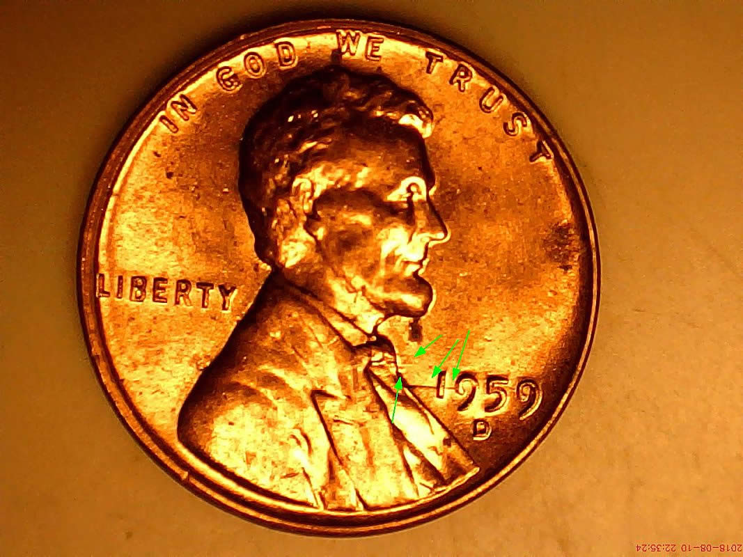 1959-D-Lincoln-Lamination--Struck-Through-Grease-And-OBV-And-REV-Clash