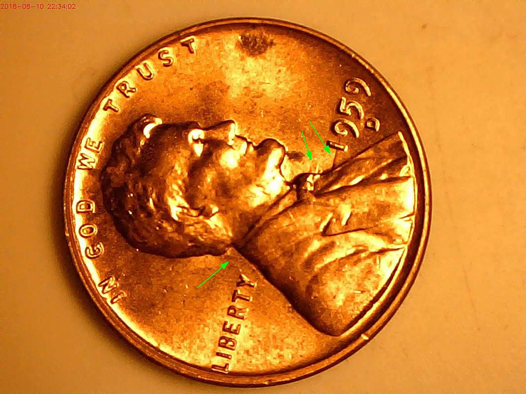 1959-D-Lincoln-Lamination--Struck-Through-Grease-And-OBV-And-REV-Clash