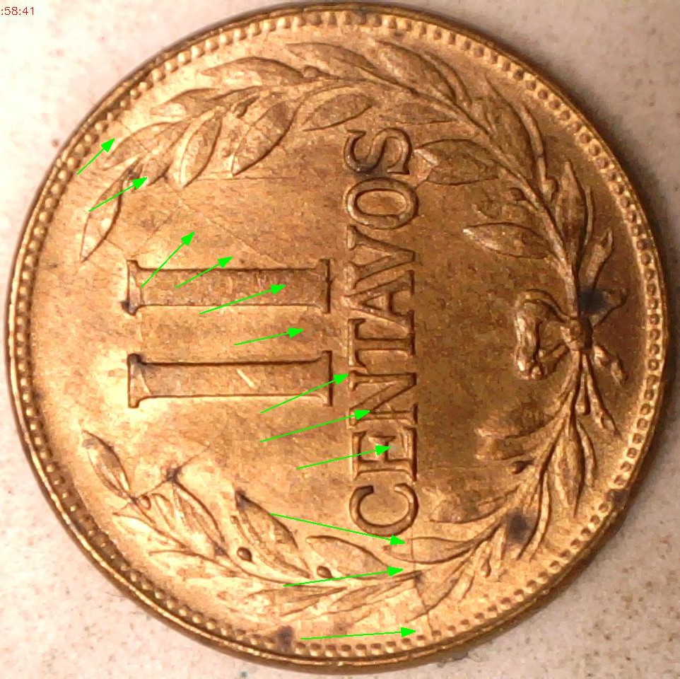 1965-Colombia-2-Centavos-With-2-Rim-To-Rim-Die-Cracks.