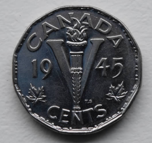 1945-George-VI-Five-Cent---Nickel