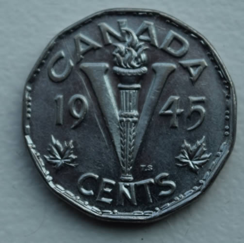1945-George-VI-Five-Cent---Nickel