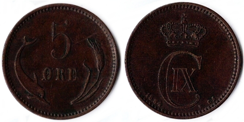 Grading:-2-Ore,-1886---Denmark-Semi-Key-Date!