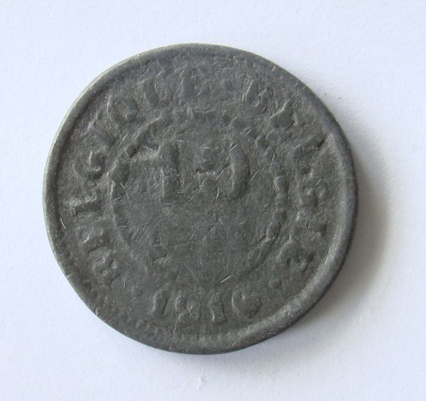 Belgium-10-Centimes-1916-German-Occupation-Material-Error