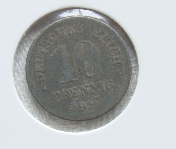 10-Pfennig-1917-Zinc-Beaded-Border-Rare