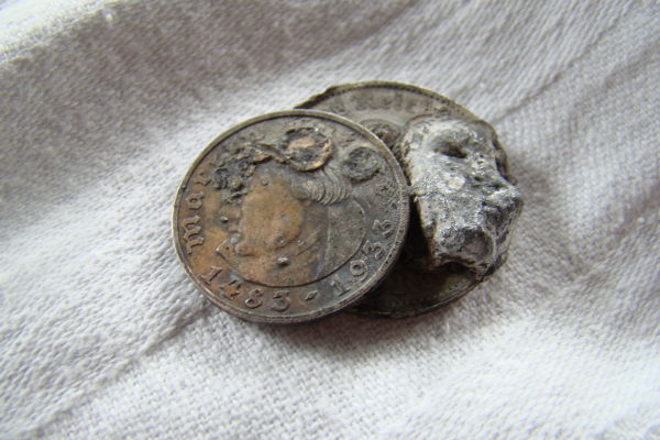 Lot-Reichsmark-Coins-Atached-To-Eachother