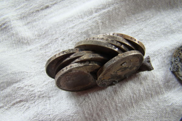 Lot-Reichsmark-Coins-Atached-To-Eachother