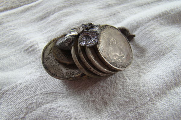 Lot-Reichsmark-Coins-Atached-To-Eachother