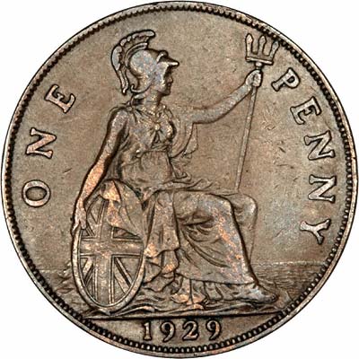 1929-Canadian-Penny--George-V,-No-Crown