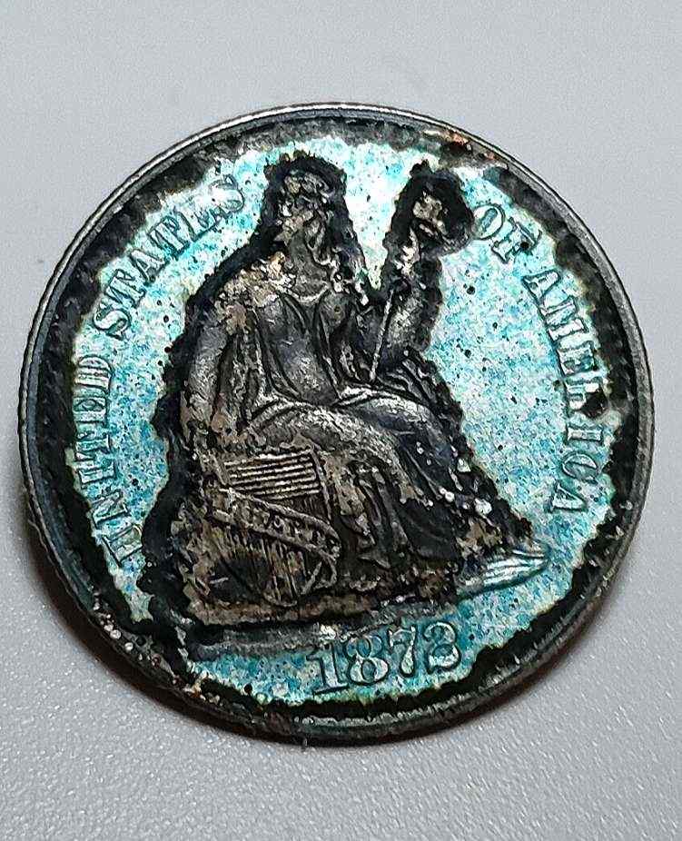 1872-S-Seated-Half-Dime--Covered-With-Beautiful-Enamel