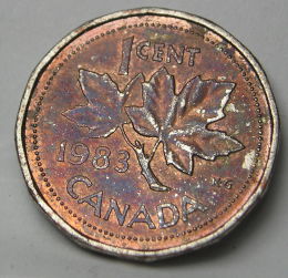 1983-Canadian-One-Cent-Coin-Struck-On-Foreign-Planchet