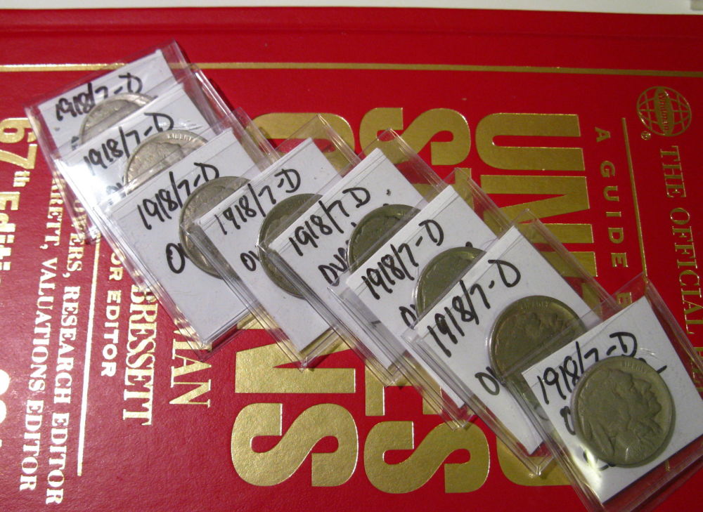 Eight-1918/7-D-Buffalo-Nickel-Overdates....