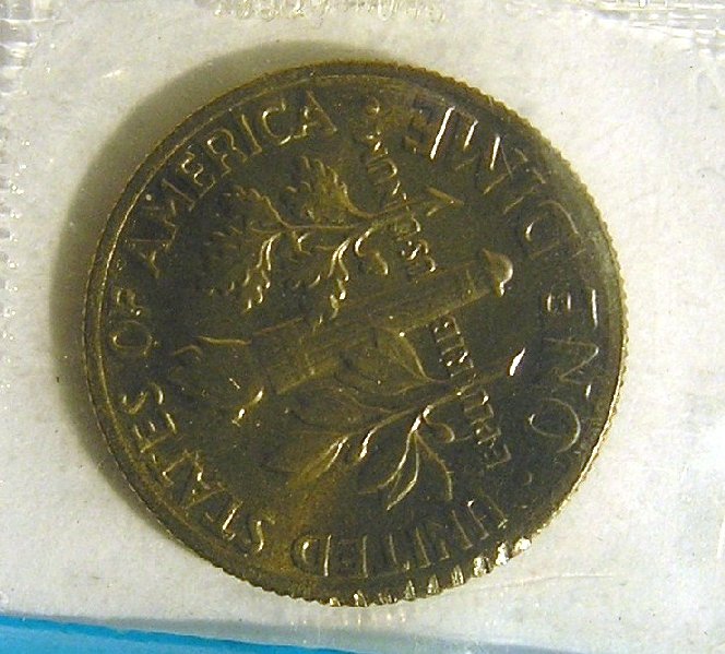 1973-P-Dime-Toned-Blue-Partially-Clipped