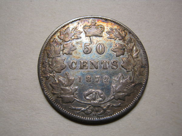 1872-H-A/V-Canada-50-Cents,-Please-Grade.