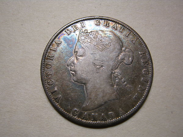 1872-H-A/V-Canada-50-Cents,-Please-Grade.
