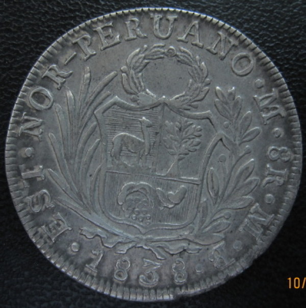 Spain-Philippines-8-Reales-F7-O-C/M-On-Peru-8-Reales-1833