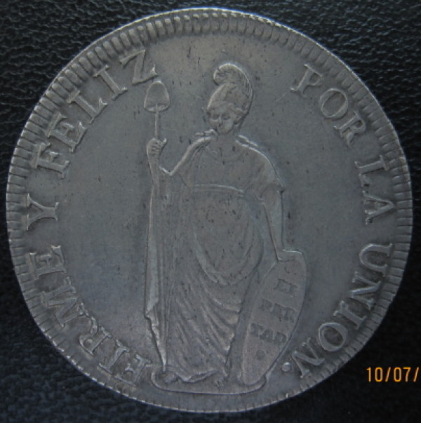 Spain-Philippines-8-Reales-F7-O-C/M-On-Peru-8-Reales-1833