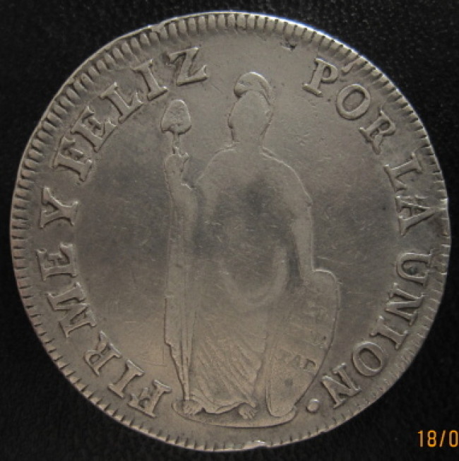Spain-Philippines-8-Reales-F7-O-C/M-On-Peru-8-Reales-1833