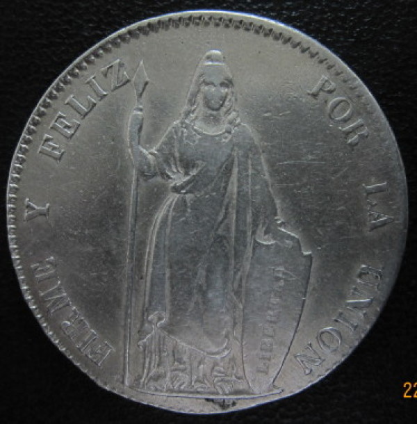 Spain-Philippines-8-Reales-F7-O-C/M-On-Peru-8-Reales-1833